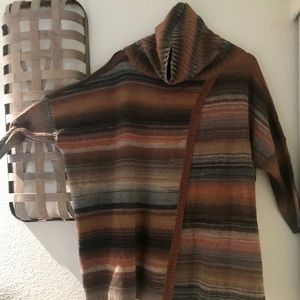 Sunset colors, cowl-neck poncho